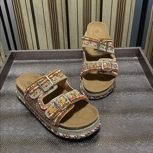 Jeweled platform sandals